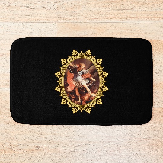 St. Michael the Archangel Icon Dragon Catholic Ang Bath Mats