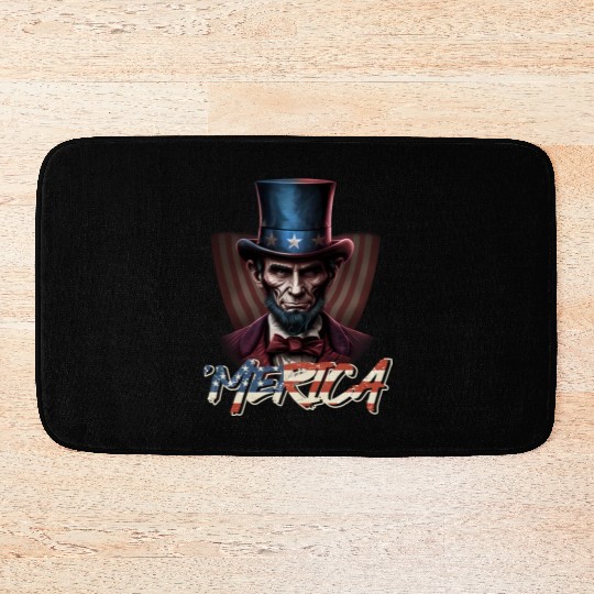 Merica Lincoln Independence Day Party 4th July Bath Mats