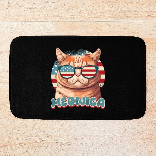 Meowica US Patriots Independence Day USA Party Bath Mats