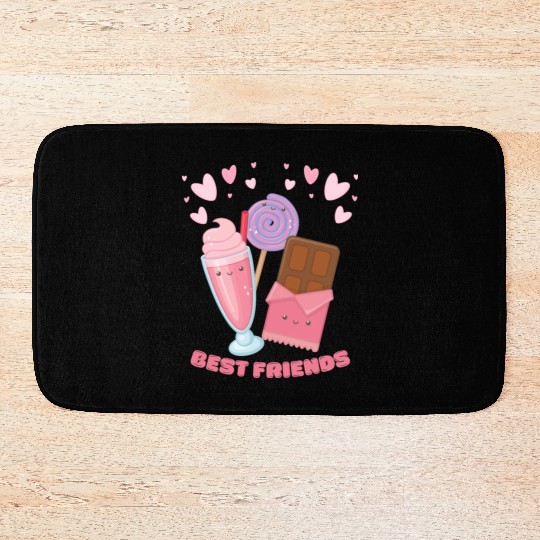 Cute Best Friends Lollipop Ice cream And Chocolate Bath Mats