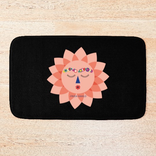 Colorful Cute Funny Sun Frida Kahlo Portrait Viva Bath Mats