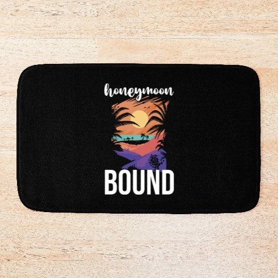 Bride Groom Vacation Newlywed Couple Honeymoon Bath Mats