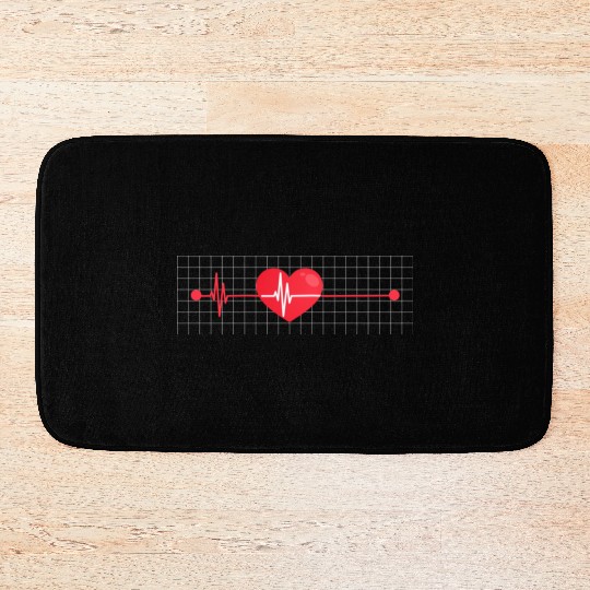 Funny Heart Beats Nurse Medical Design Bath Mats
