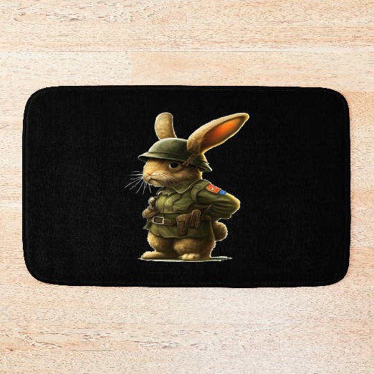 Courageous Bunny Soldier Bath Mats