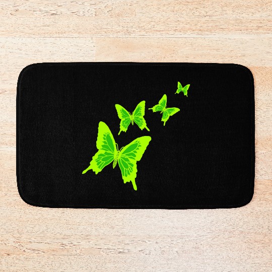 Green butterfly Bath Mats