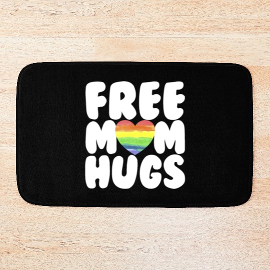 Free Mom Hugs LGBTQ Plus Rainbow Heart Free Hugs Bath Mats