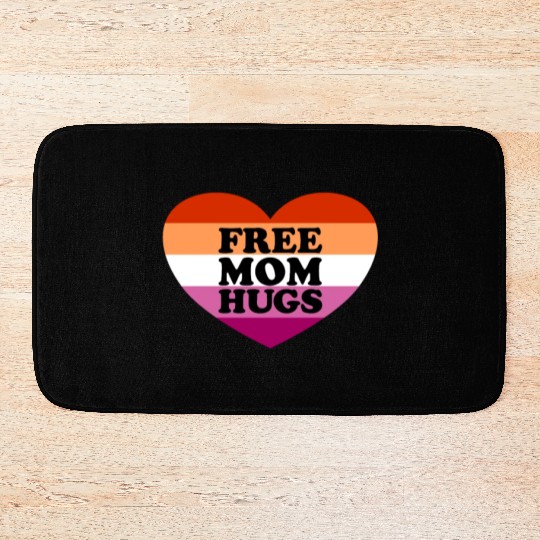 Free Mom Hugs Lesbian Flag Heart LGBTQ Free Hugs Bath Mats