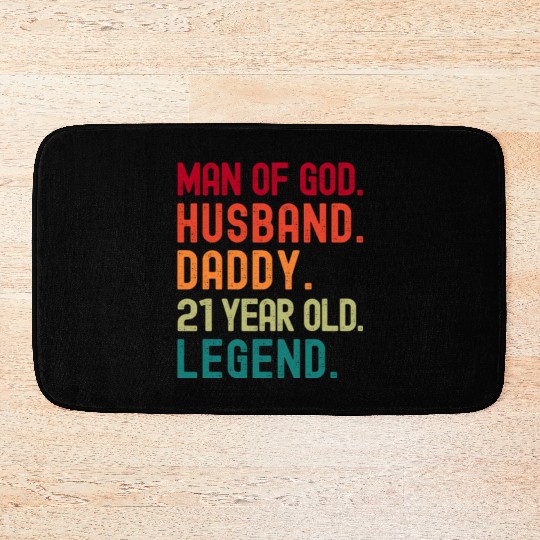 Man of God Husband Dad Vintage 21st Birthday Bath Mats