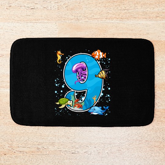 9th birthday Aquarium Fish lover 9 Year Old Sea Bath Mats