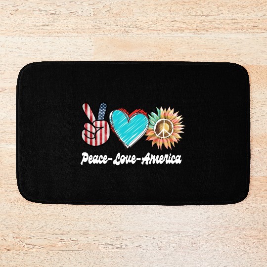 Peace Love America US Flag Fourth Womens JULY 4TH Bath Mats