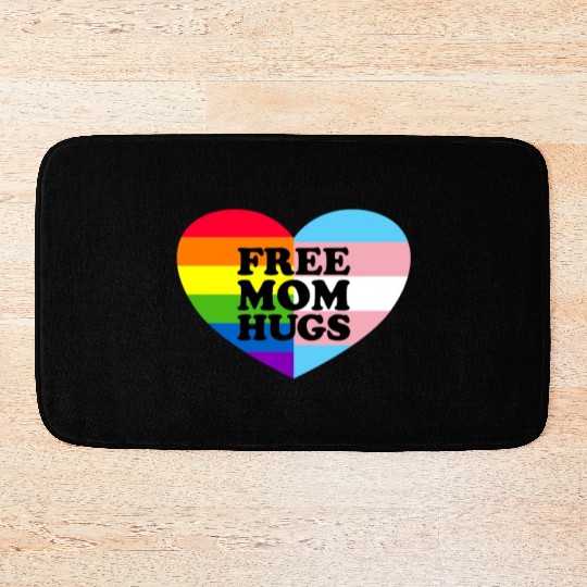 Free Mom Hugs Gay Pride Trans Flag LGBTQ Free Hugs Bath Mats