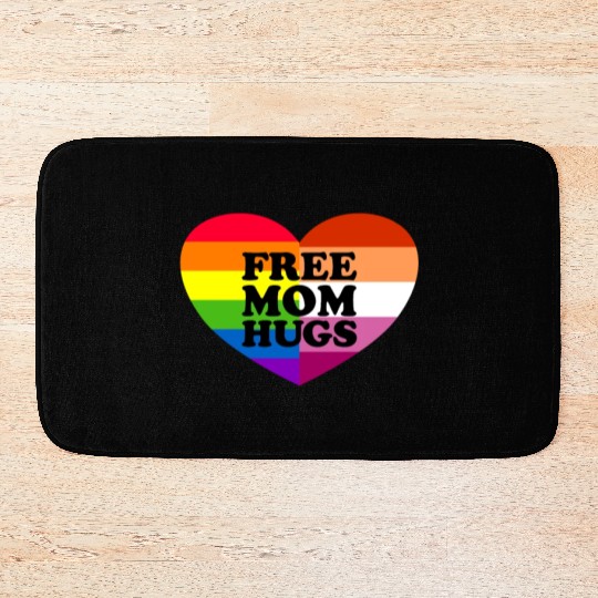Free Mom Hugs Gay Pride Lesbian Flag LGBTQ Bath Mats
