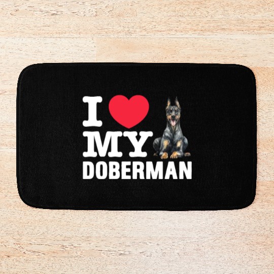 I Love My Doberman Bath Mats