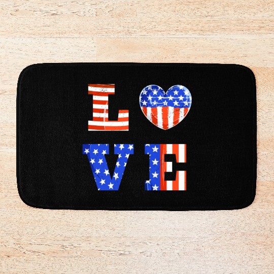 LOVE America Independence Day USA Patriots Bath Mats