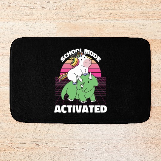 Student Unicorn Triceratops Dino Back To School Bath Mats