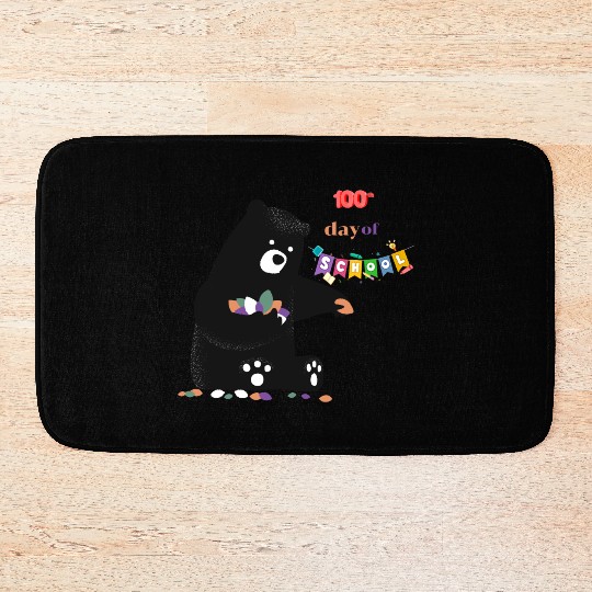 cute bear 100th day of school Bath Mats