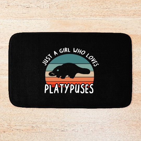 Girl Platypus Lover Illustration Animal Bath Mats
