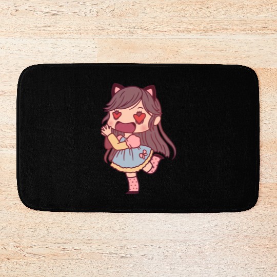 Chibi Girl In Love Bath Mats