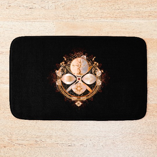 magic amulet, golden tree of life symbol Bath Mats