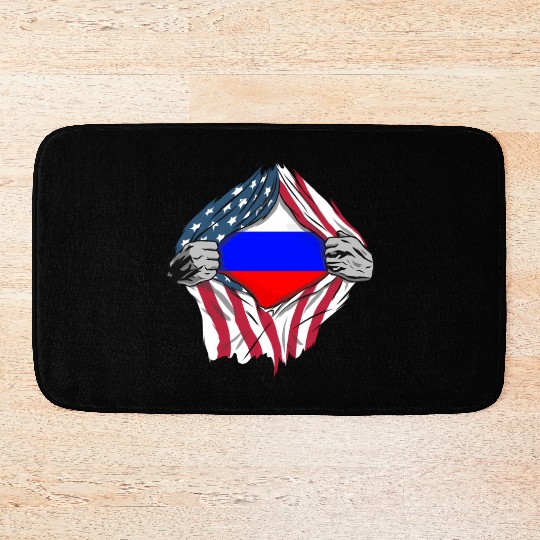 Russian American Blood Inside Me Country Flags Bath Mats