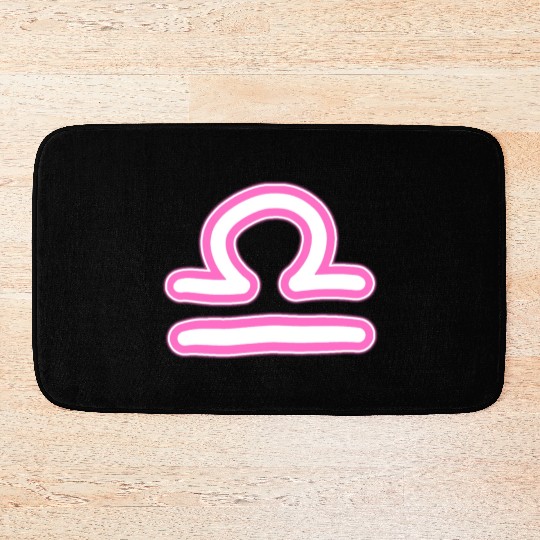 Libra Zodiac Sign Neon Pink Bath Mats