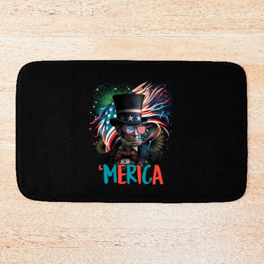 Merica Lincoln Independence Day Party 4th July Bath Mats