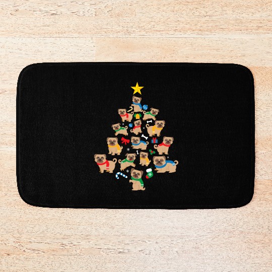 Pug Dog Tree Dog Owner Mom Dad Bath Mats