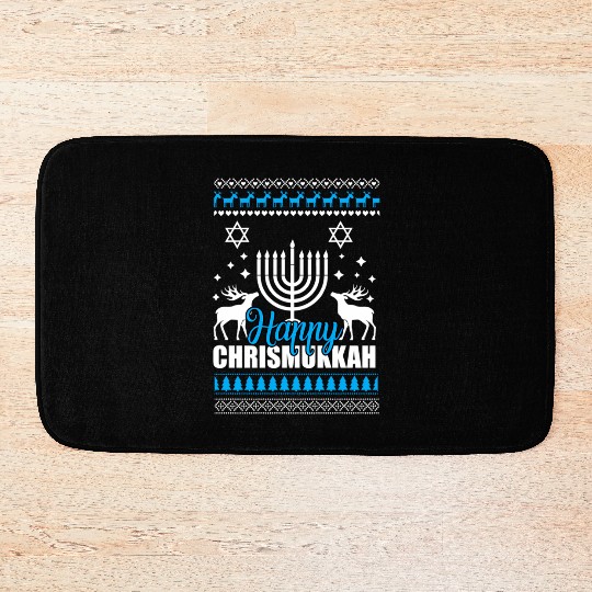 Happy Chrismukkah Ugly Style Bath Mats