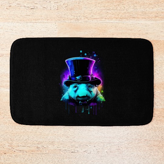 Cute Tardigrade in a Top Hat - Retro Disco Drip Ar Bath Mats