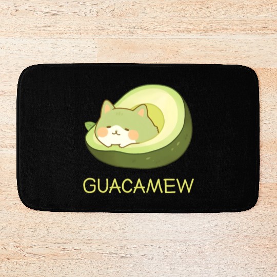 Guacamew Funny Avocado Kawaii Cat Lover Bath Mats