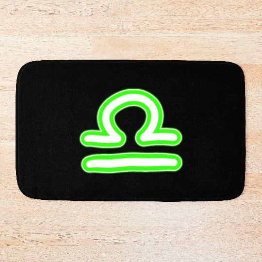 Libra Zodiac Sign Neon Green Bath Mats