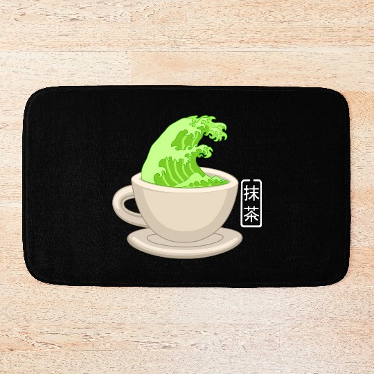 Matcha Latte Great Green Tea Wave Bath Mats