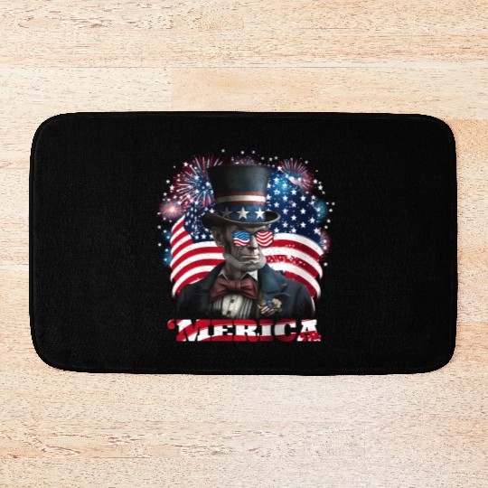 Merica Lincoln Independence Day Party 4th July Bath Mats