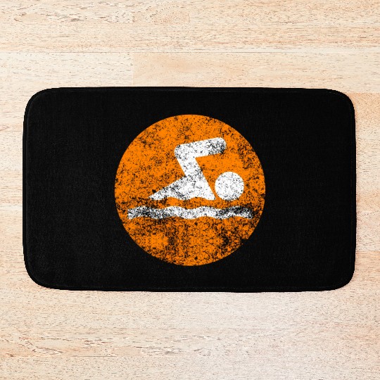 Swim Orange Swim Icon Bath Mats