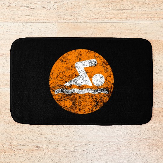 Swim Orange Swim Icon Bath Mats