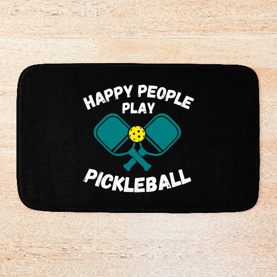 Happy People Play Pickleball For Pickleball Lovers Bath Mats