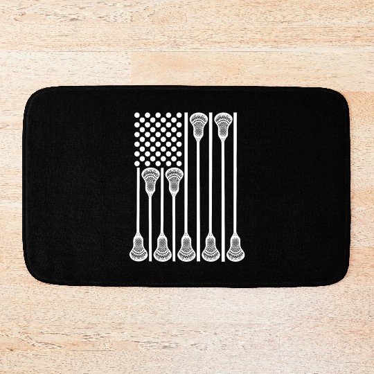 Patriotic US Lacrosse Player Bath Mats