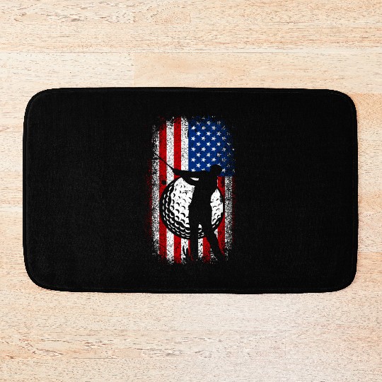 Usa Flag 4th of july golf design for golfers Bath Mats