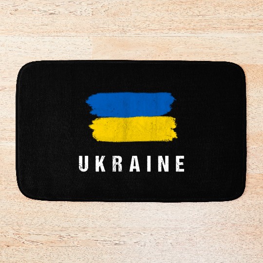 Painted Ukraine Flag Ukrainian Flag Fan Bath Mats