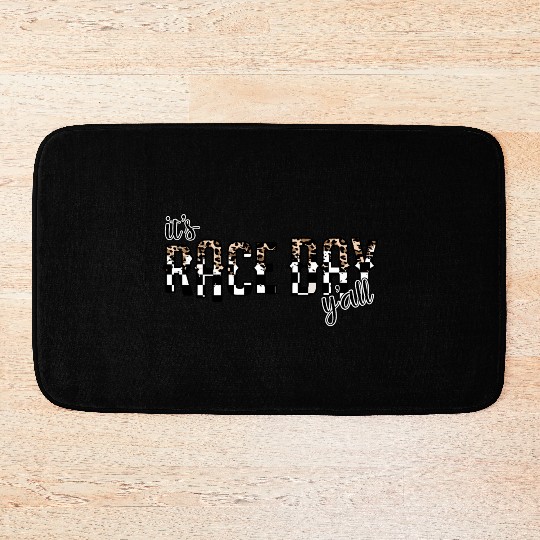 Leopard It'S Race Day Y'All Checkered Flag Racing Bath Mats