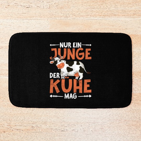 Just a boy who likes cows farm animal cow Bath Mats