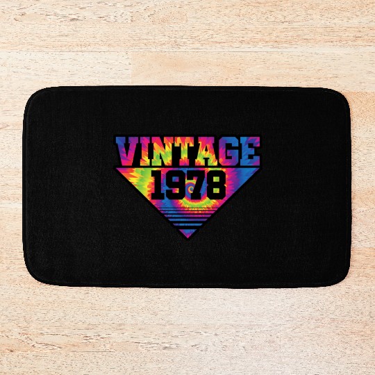 Vintage 1978 Tie Dye Splash Color Triangle Bath Mats
