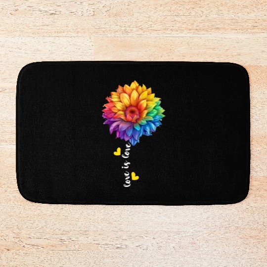 Rainbow Sunflower Lover LGBTQ Community Lesbian Bath Mats
