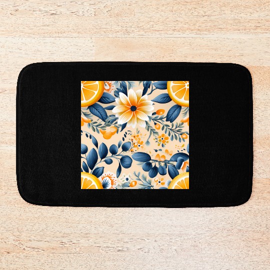 Yellow Lemon Floral Detailed Summer Collection 02 Bath Mats
