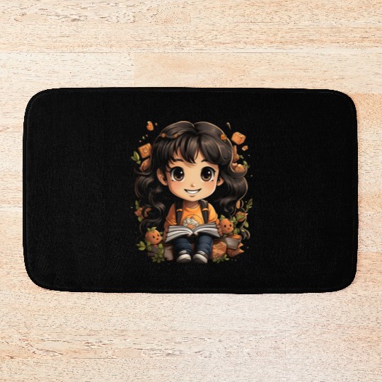 Back to School Pre-K Kindergarten Student Chibi Bath Mats