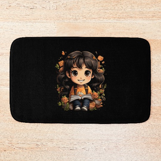 Back to School Pre-K Kindergarten Student Chibi Bath Mats