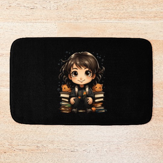 Back to School Pre-K Kindergarten Student Chibi Bath Mats