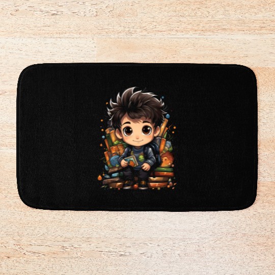 Back to School Pre-K Kindergarten Student Chibi Bath Mats