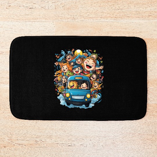 Back to School Pre-K Kindergarten School Bus Bath Mats
