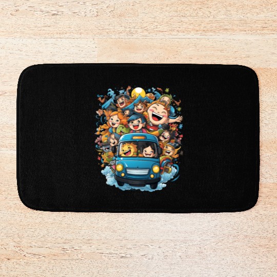 Back to School Pre-K Kindergarten School Bus Bath Mats
